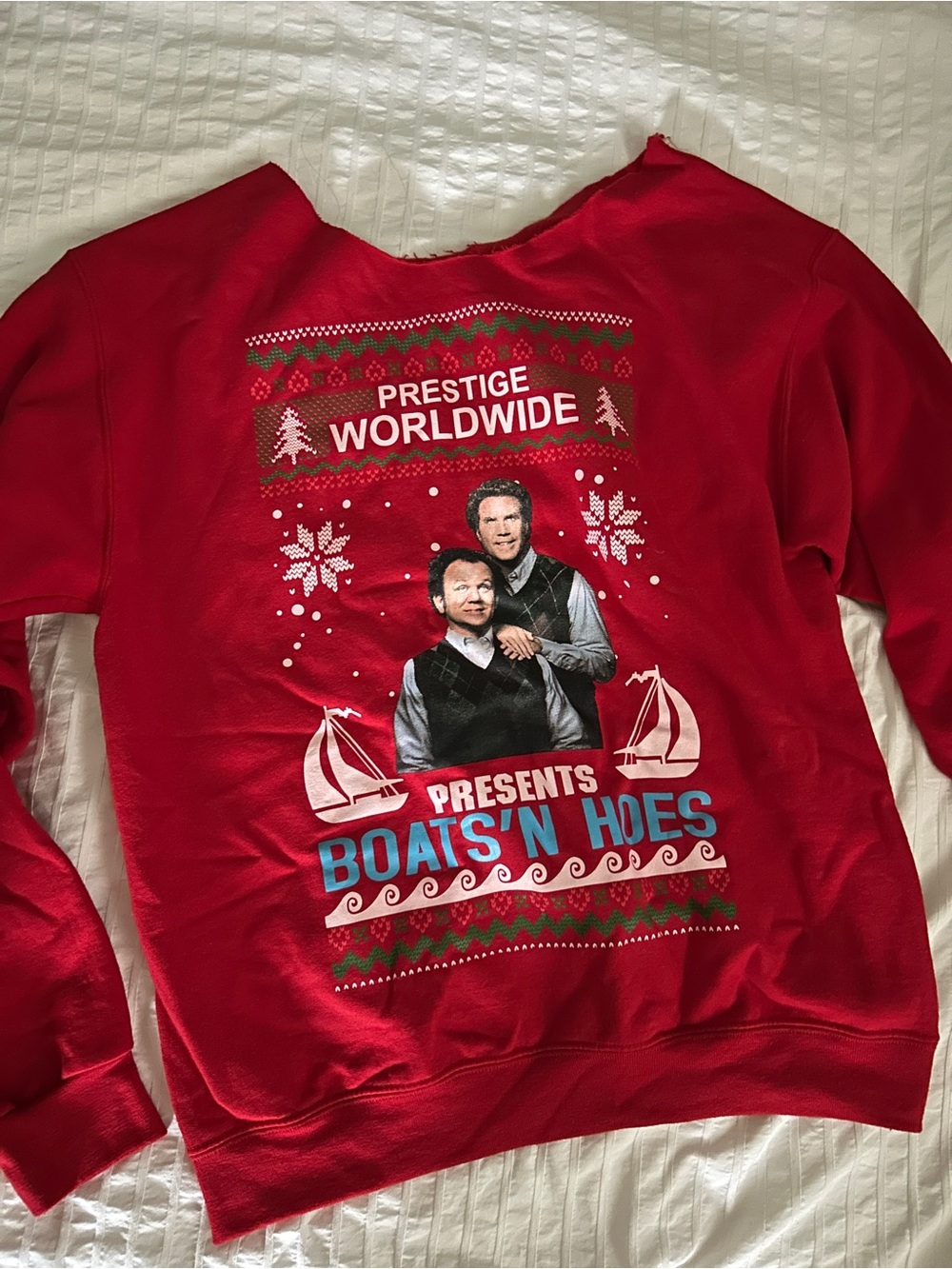 Red 'Boats 'N Hoes' Graphic Men's Sweater -
